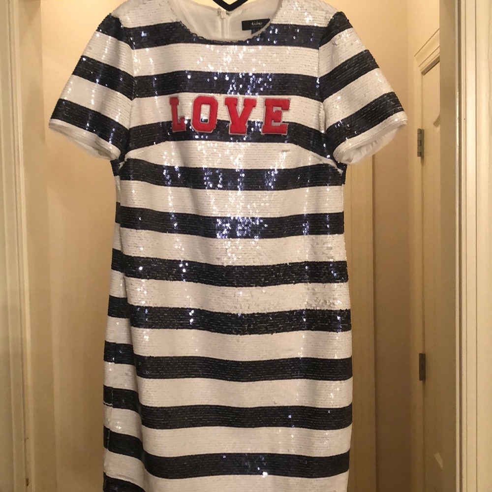 Stripe Sequin Cocktail Dress